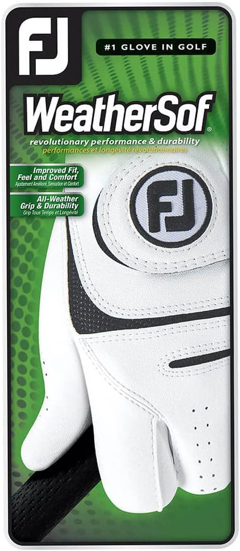 FootJoy WeatherSof Herren Golfhandschuh S Rechtshänder (für Linkshänder-Golfer) Weiss, S Rechtsh