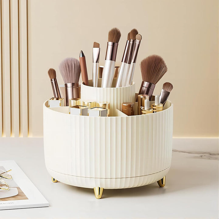 DASITON Make up Kosmetik Organizer mit 5 Fächern,360° Drehbarer Pinsel Organizer,Grosser Kapazität S