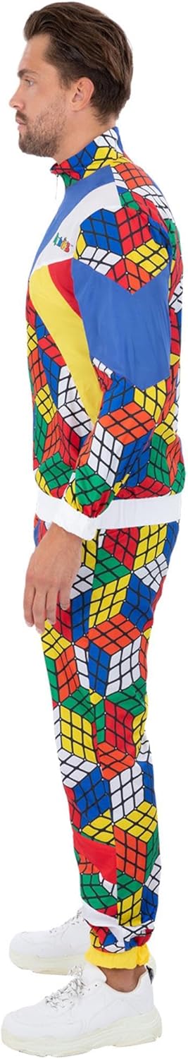 Smiffys Rubik's Cube Tracksuit Halloween und Karneval Medium (Chest 38-40) Multicoloured, Medium (Ch