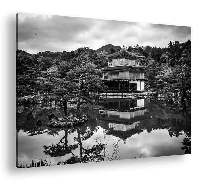 deyoli Tempel- und Gartenanlage Japans Effekt: Schwarz&Weiss,Format: 80x60 als Leinwandbild, Motiv f