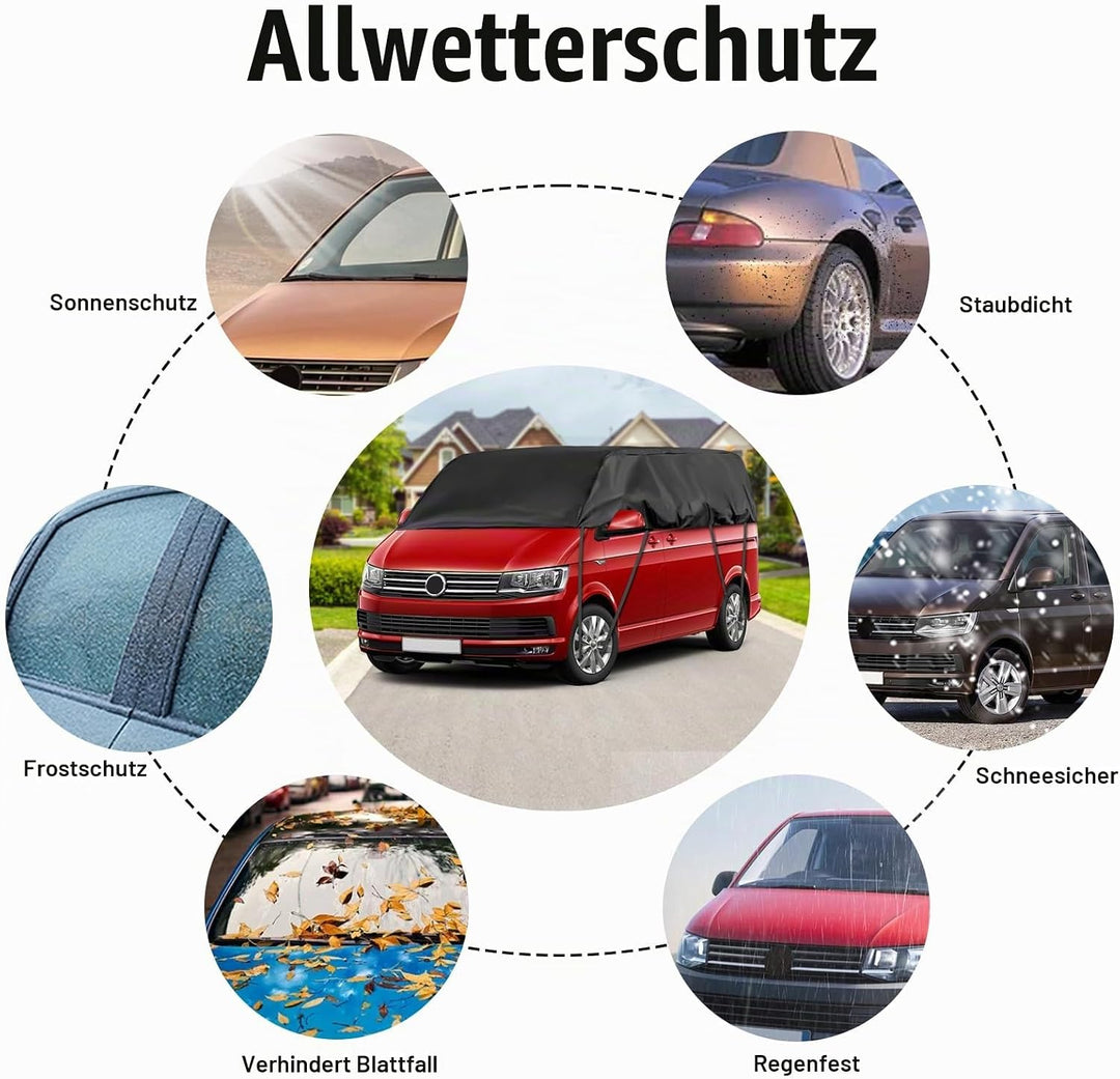 Autoabdeckung Wasserdicht Ersatz für VW T5 T6 SWB, Sonnenfest Hälfte Autoabdeckung, Halbgarage UV Be