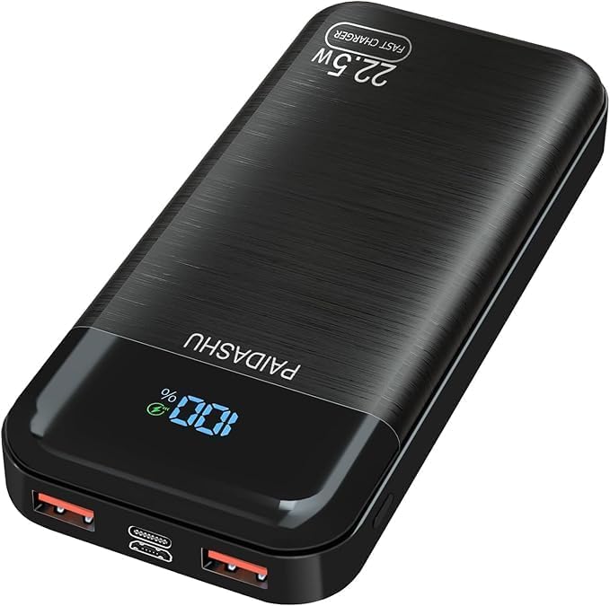 Power Bank 27000mAh 22,5W Externer Handyakku PD20W Schnell Aufladende Powerbank USB C mit LED Displa