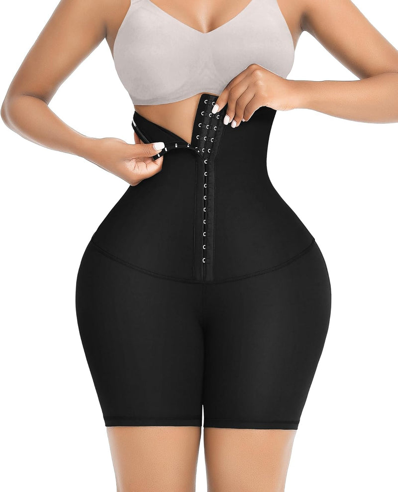 FeelinGirl Miederpants Bauchweg Shapewear-Shorts für Damen Knielänge Kolbenheber Hohe Taille Shaper-