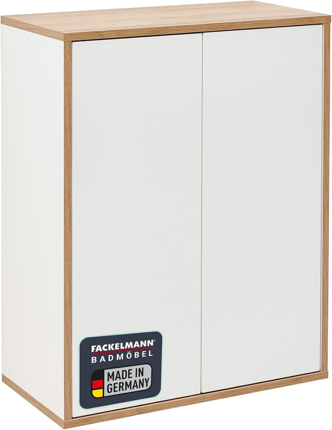 FACKELMANN Finn Midischrank (60 x 75 x 30,5 cm) – Badezimmerkommode mit 2 Einlegeböden aus Glas – Ba