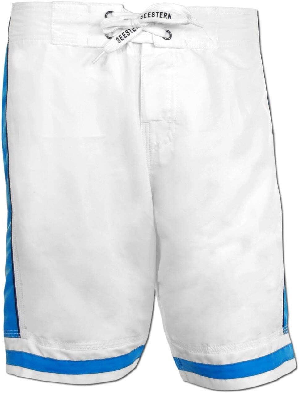 SEESTERN Herren Boardshorts Surfshorts Boardshort Badeshorts mit Gummizug hinten S-3XL mittellang 47