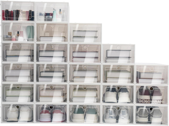 24Pcs Schuhboxen Stapelbar Transparent, Schuhbox platzsparend Aufbewahrungsbox, Schuhkarton für Aufb