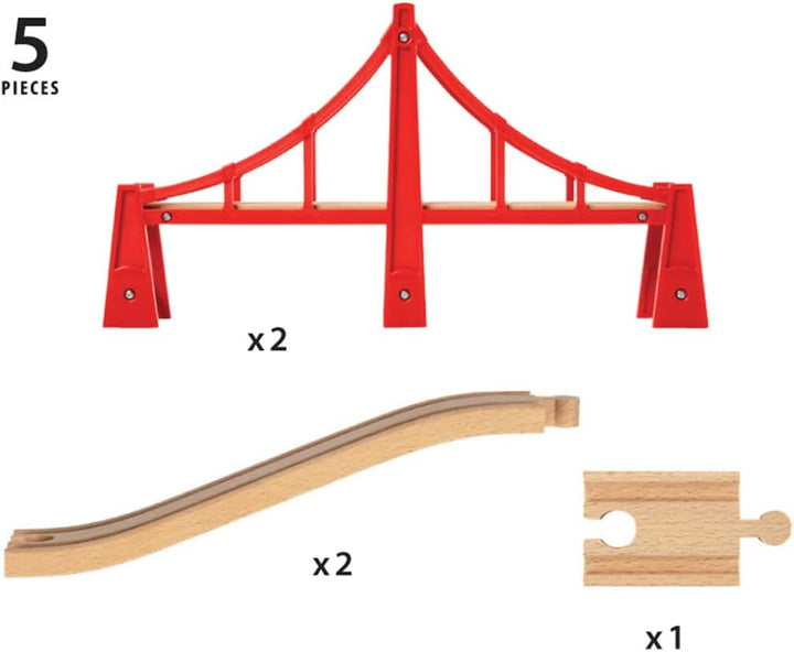 BRIO 33599 - Akku Lok mit Mini USB, bunt & 33683000 - Hängebrücke Bundle mit Hängebrücke, Bundle mit