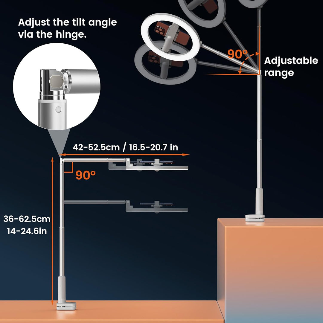 AIXPI Ringlicht mit Stativ, 10 Zoll Overhead Stativ Handy with Ring Light, 3 Lichtfarben ringleuchte