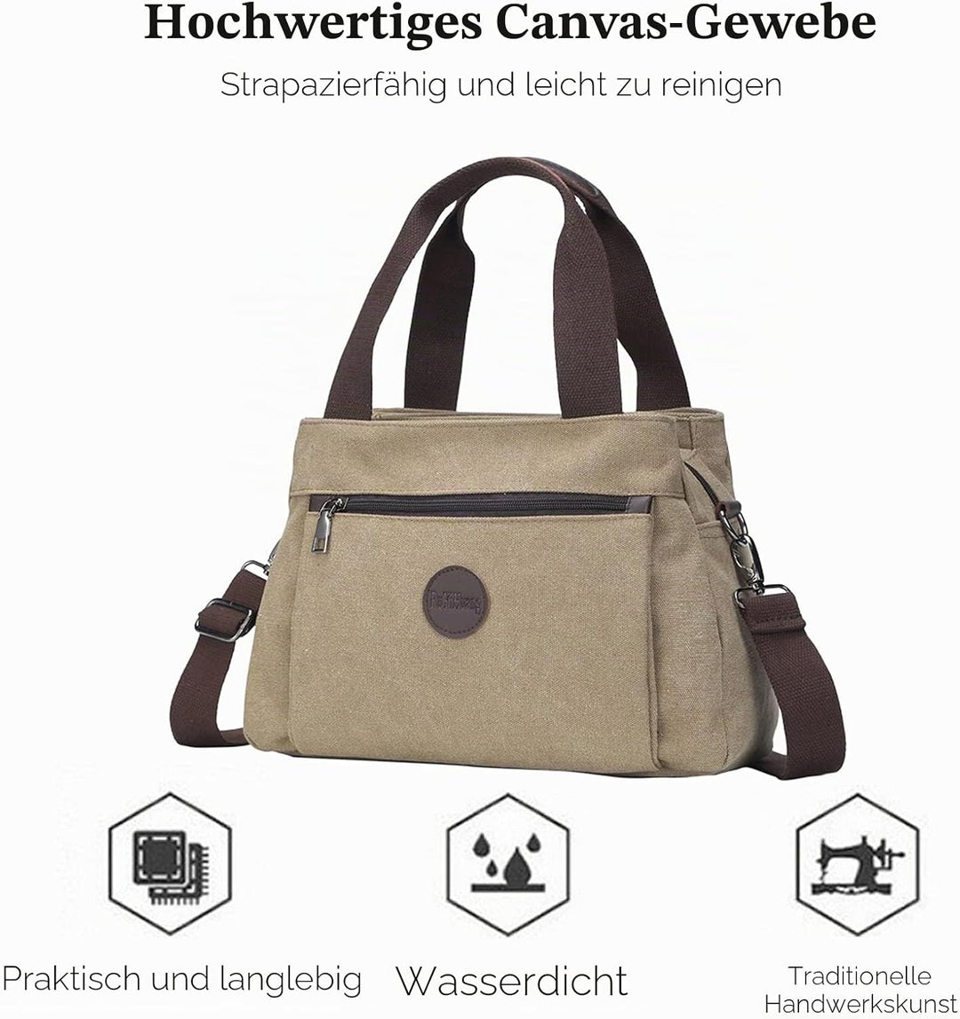 FANDARE Retro Handtaschen Leinwand Schultertasche Damen Umhängetasche Frauen Crossbody Messenger Bag