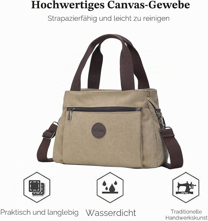 FANDARE Retro Handtaschen Leinwand Schultertasche Damen Umhängetasche Frauen Crossbody Messenger Bag