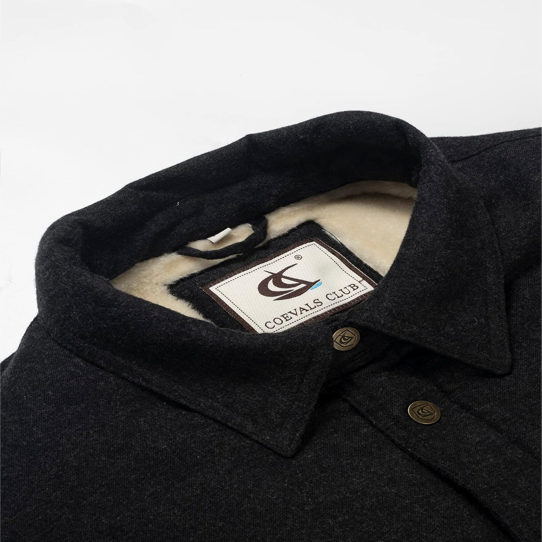 Coevals Club Herren Flanell Jacke Hemd Sherpa Holzfällerhemd Flanellhemd Langarm Kariertes Druckknöp