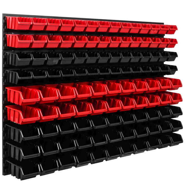 Lagersystem Werkstattregal | 115 x 78 cm | 111 stck. Box | Wandregal mit Stapelboxen - Wandplatten E