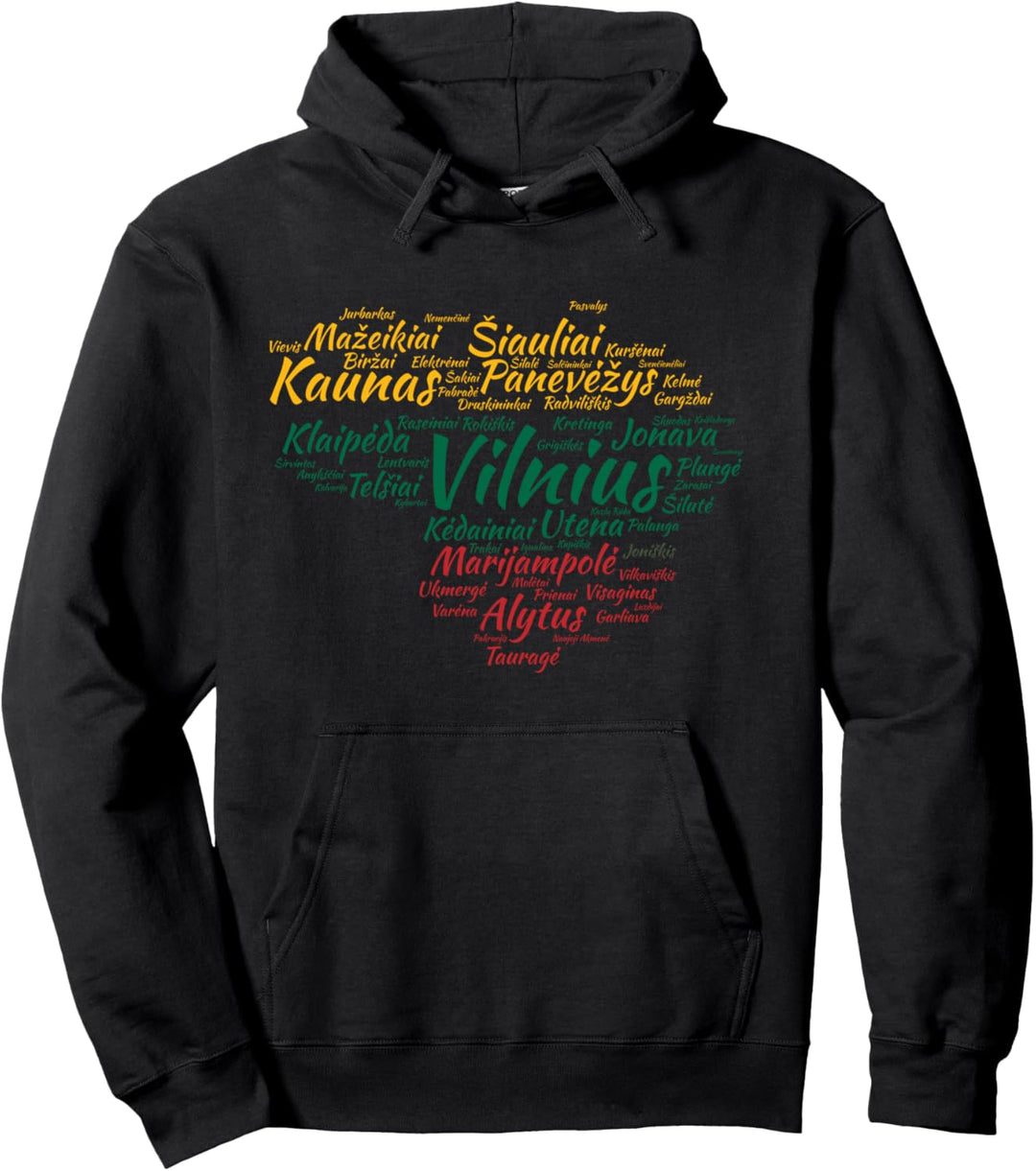 Litauen-Flagge mit litauischer Stadt nennt Wort-Kunst Pullover Hoodie