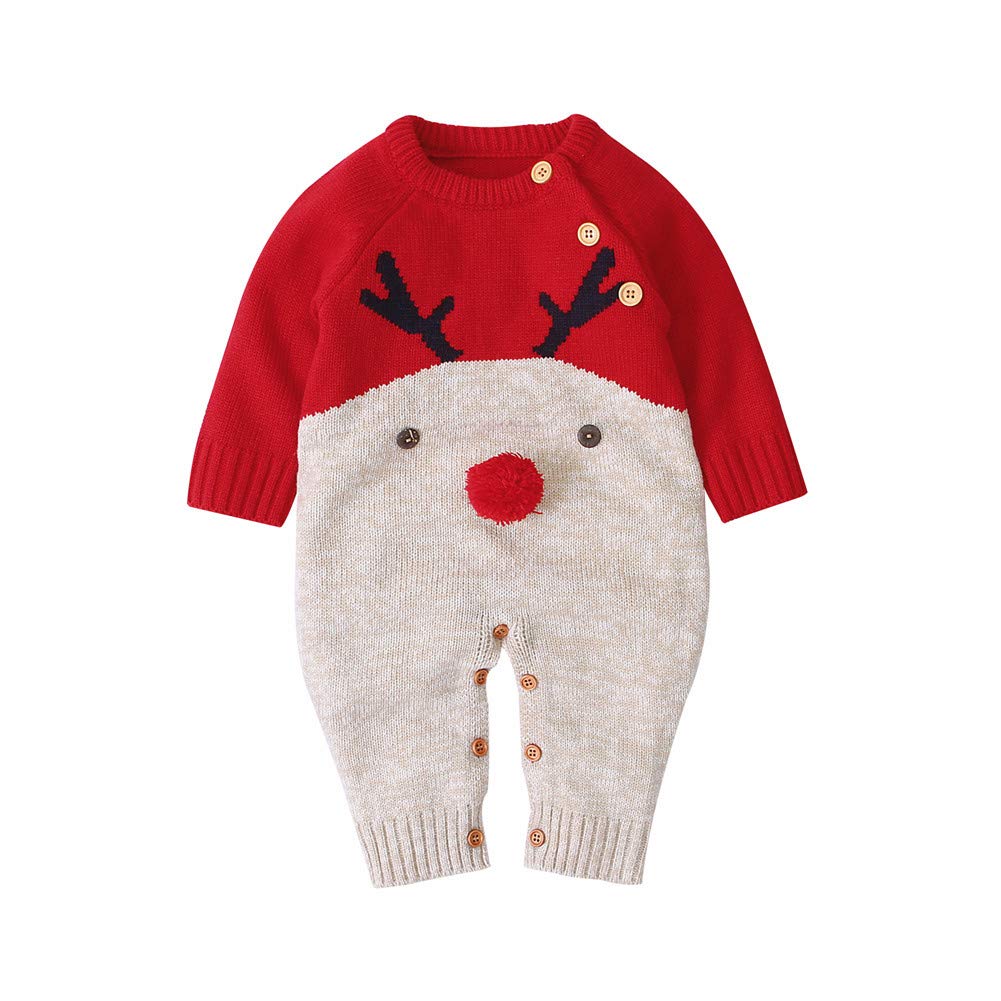 L&amp;ieserram Baby Jungen Mädchen Unisex Stricken Weihnachten Outfits Baby Kleidung Weihnachtsset Babyk