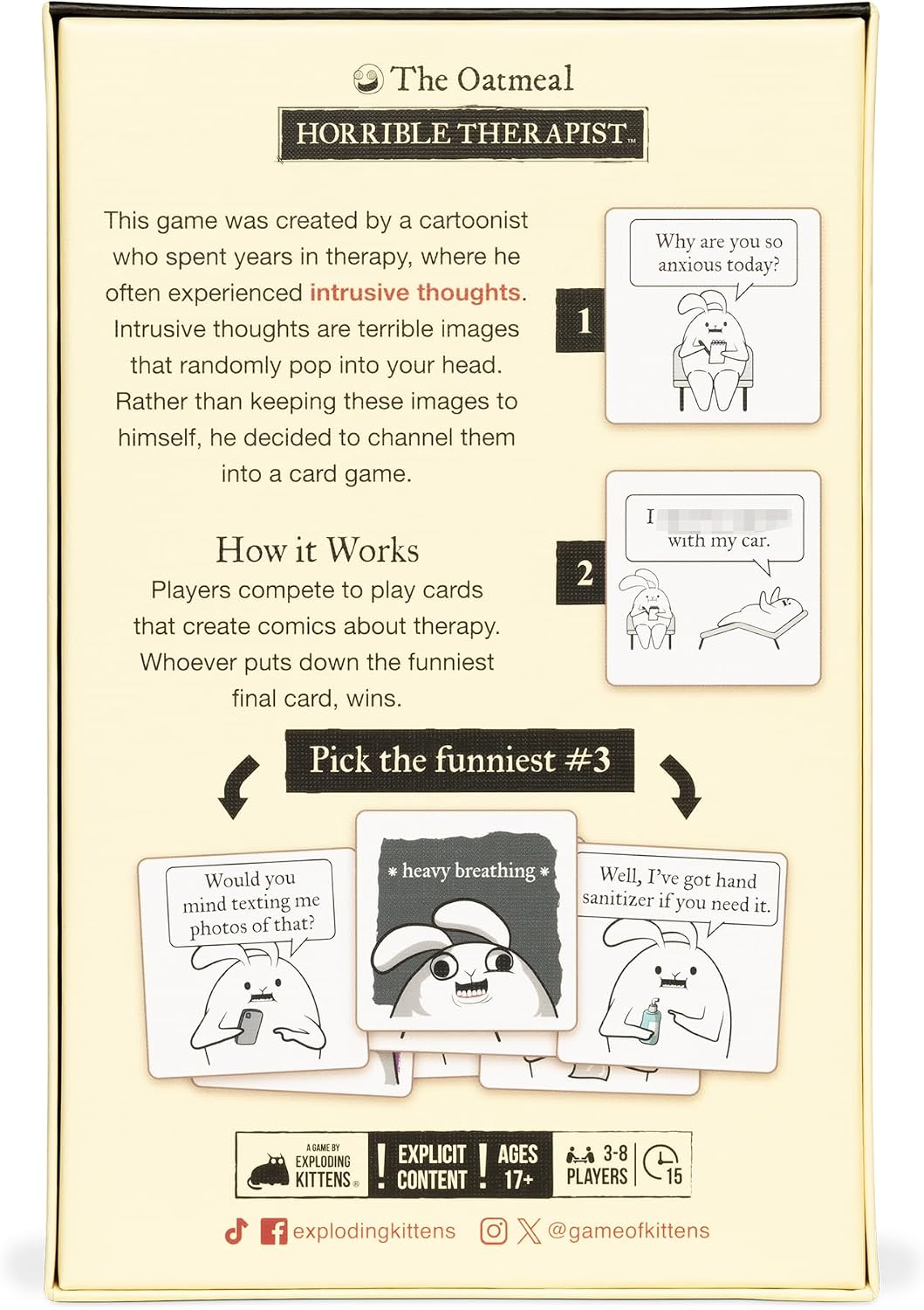 Exploding Kittens Horrible Therapist: Extra Horrible Edition by 3-8 Players - Ages 17+ - 15 Minutes