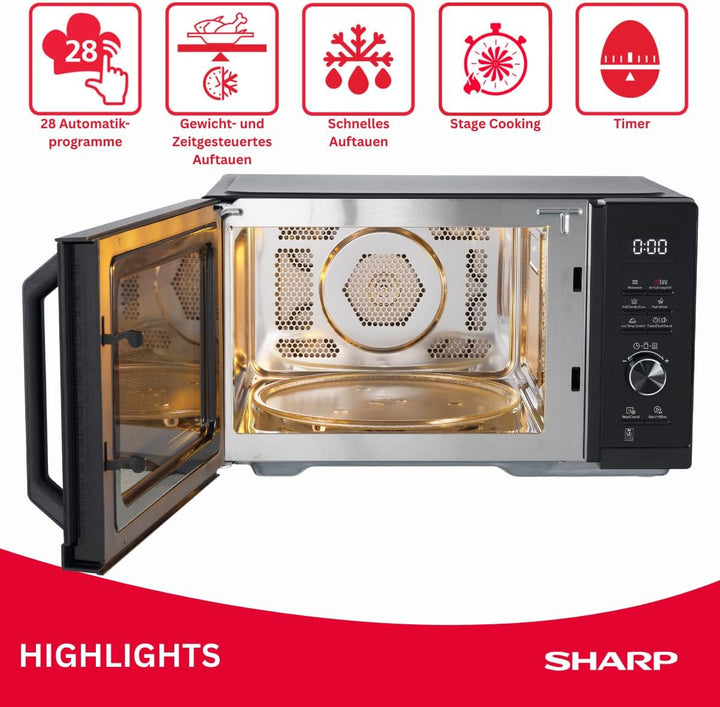 Sharp RCA271TB 5-in-1 Airfry-Mikrowelle 900W, Grill 1000 W, Heissluft & AirFry-Funktion, Konvektion