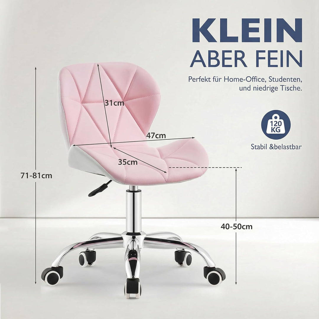 CLIPOP Bürostuhl ohne Armlehne, Drehstuhl 360°, Schreibtischstuhl mit Rollen, höhenverstellbar, bis