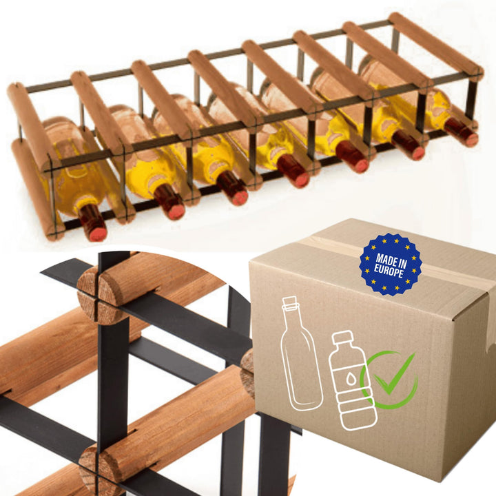 Weinregal aus Metall &amp; Holz für 7 Flaschen, 12,5x72,5x25cm, freistehender Weinständer, Getränkeregal