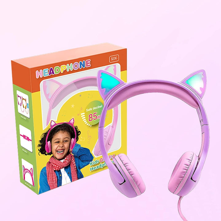 Olyre Kinder Kopfhörer Mädchen, sichere 85 dB Lautstärkeregler,LED-Kopfhörer für Kinder für Schule,