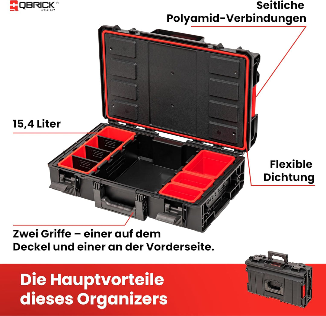 Qbrick System Werkzeugkoffer Werkzeugkasten Leer Werkzeugkiste Box Behälter ONE 200 2.0 Vario Schwar