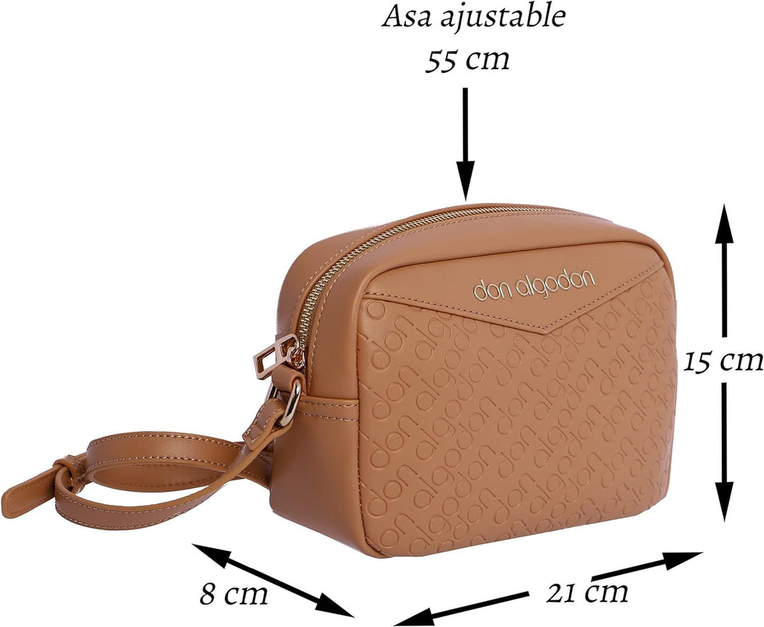 DON ALGODON Damen Lula Umhängetaschen, 21(ancho) x 8(Fondo) x 15(Alto) cm Beige, Beige
