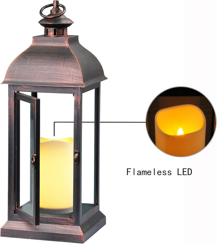 WRalwaysLX Dekorative Laterne mit Tanzender Flamme LED-Timer-Kerze, Riesenlaterne für den Garten- /