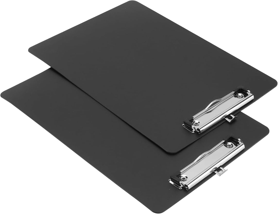 12 Stück Plastik Klemmbrett A4 Schwarz, Kunststoff Klemmbretter mit Halterung und Low Profile Clip K
