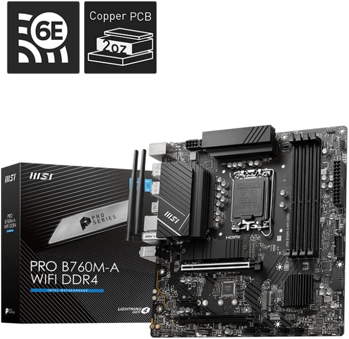 MSI PRO B760M-A WiFi DDR4 ProSeries Motherboard (unterstützt Intel Prozessoren der 12. / 13. Generat
