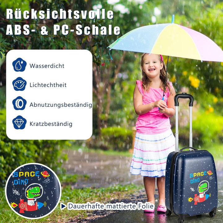 DREAMADE 2tlg. Kinderkoffer mit Rucksack, 16” + 12” Kinderkoffer Set, Kindertrolley Kindergepäck Han