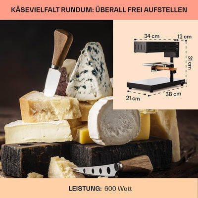 Klarstein Appenzell 2G Schweizer Raclette Grill - Käse-Raclette, Tischgrill, Standgerät, traditionel