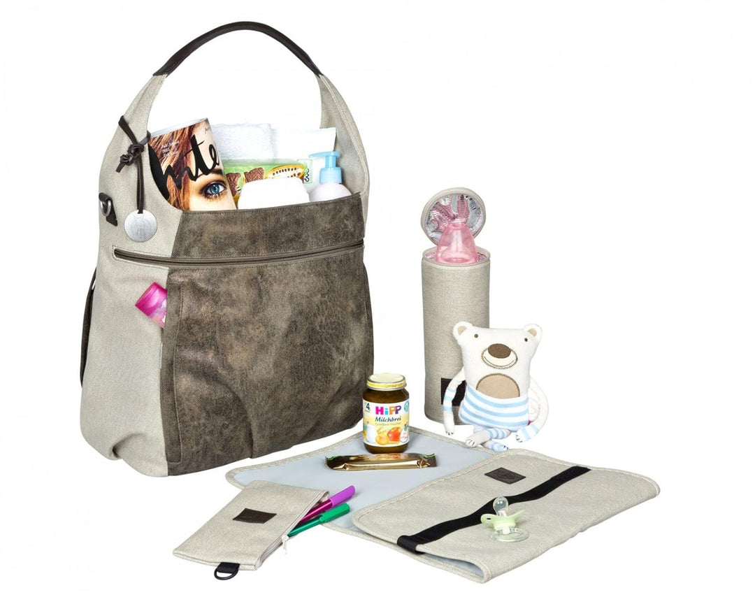 LÄSSIG Baby Wickeltasche Babytasche Stylische Tasche inkl. Wickelzubehör/Casual Hobo Bag olive / bei