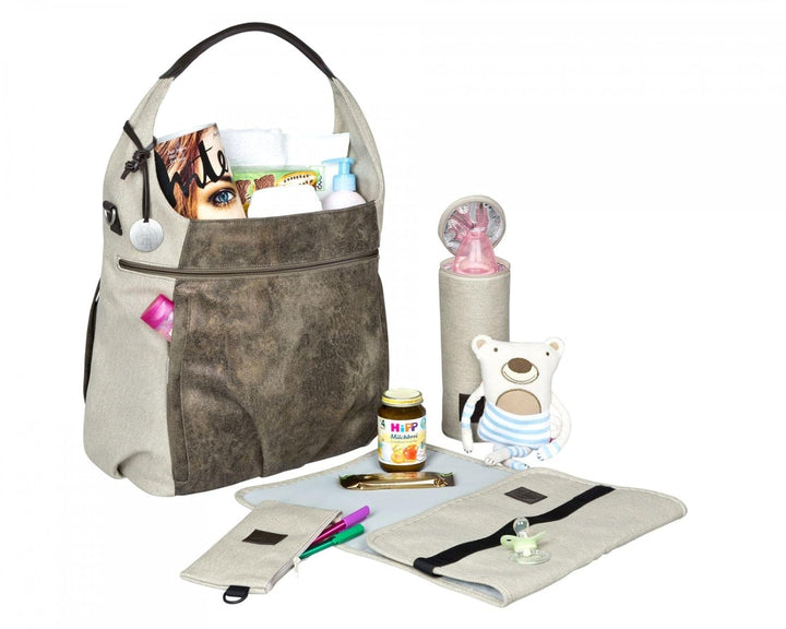 LÄSSIG Baby Wickeltasche Babytasche Stylische Tasche inkl. Wickelzubehör/Casual Hobo Bag olive / bei