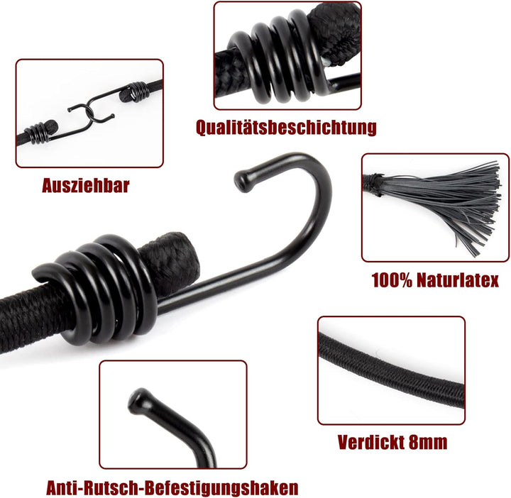 TaoTazon Spanngummi mit Haken, Expander mit Haken 24 Stück, Verschiedene Universalgrössen Gepäckspan