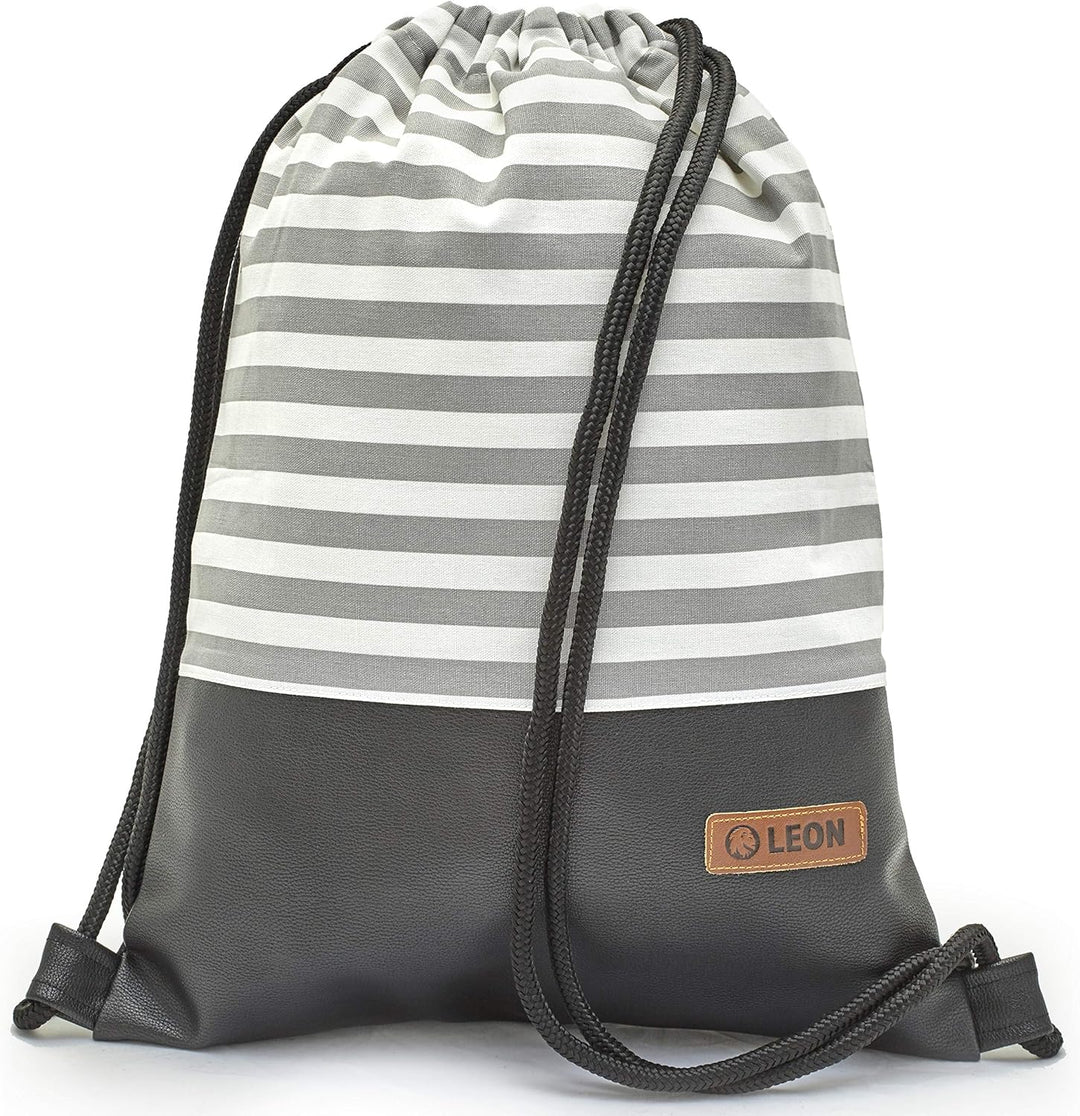 Leon grosser Premium Turnbeutel mit Innentaschen Rucksack Tasche Damen Herren Teenager Gym Bag Draw
