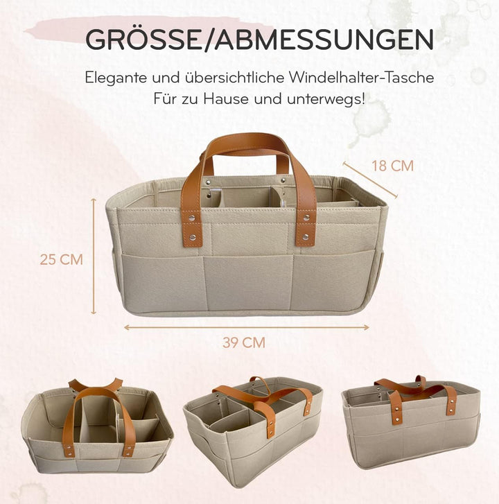 KiddyCare - Vielseitiger Wickelkorb und Windel-Organizer aus 100% Baumwolle und Gewebtem Seil, 3 Her