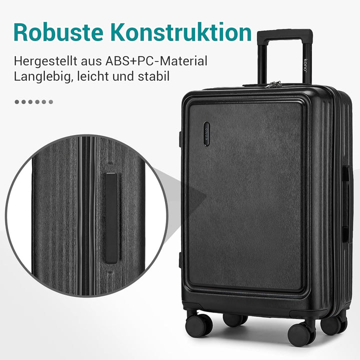KONO Koffer Mittelgross mit TSA Schloss Hartschale Trolley Koffer mit Rollen Leicht aus ABS PC Reise