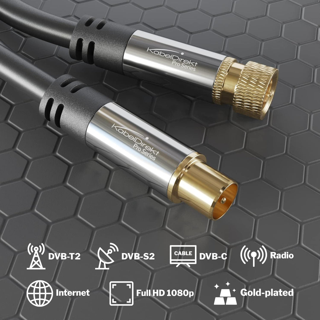 KabelDirekt – 4K SAT Kabel &amp; Antennenkabel, Koaxialkabel – 10m – In Deutschland entwickelt (TV-Kabel