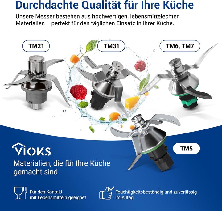 VIOKS Thеrmomix TM5 Ersatzmesser aus Edelstahl SUS420 Ersatz für Vоrwerk Thеrmomix TM5 Messer - Vоrw