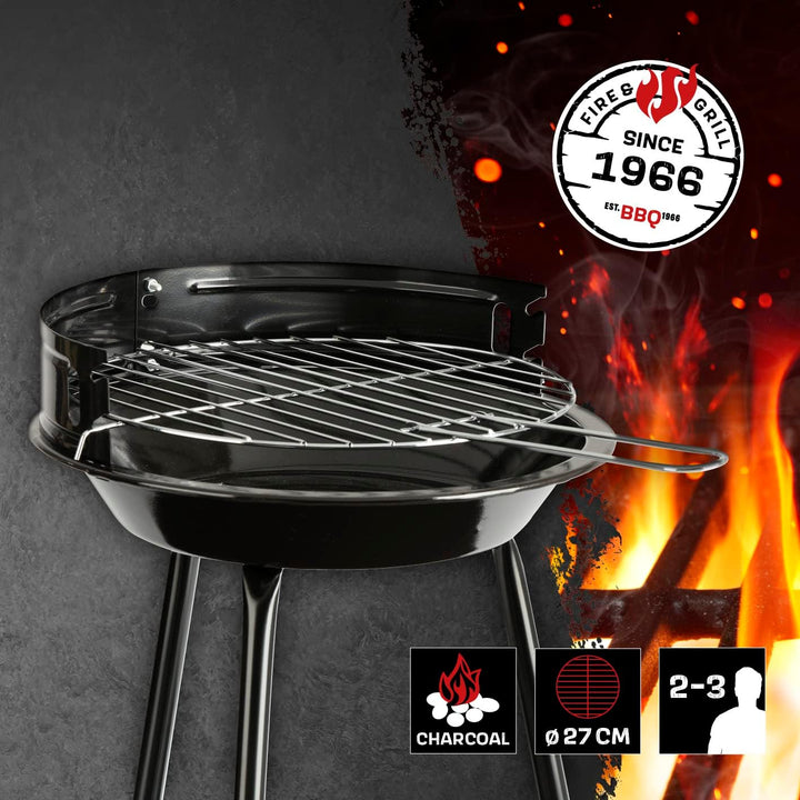LANDMANN Holzkohle-Rundgrill | Mobiler Holzkohlegrill | Ideal für 2 bis 3 Personen geeignet | Durchm