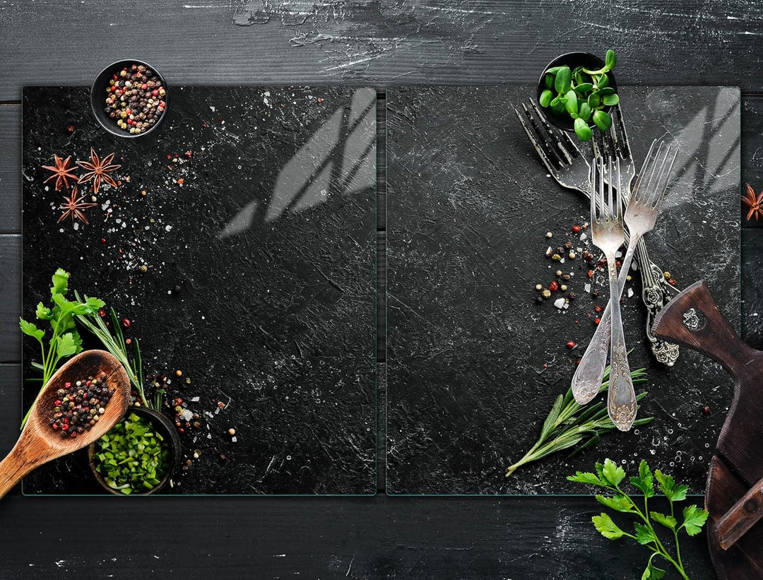 DarHaus Herdabdeckplatten 45x52 cm 2-teilig Ceranfeldabdeckung Induktion Herdschutz Spritzschutz Gla