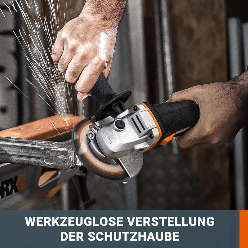 WORX WX800.9 Li-Ion Akku-Winkelschleifer 20V – Kompakter Schleifer mit schmalem Körper & Zusatzhandg