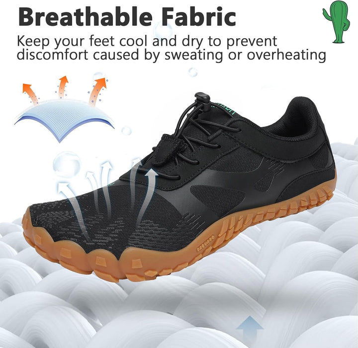 SAGUARO Unisex Barfussschuhe Leicht rutschfest Traillaufschuhe für Outdoor &amp; Indoor 46 EU Schwarz Me