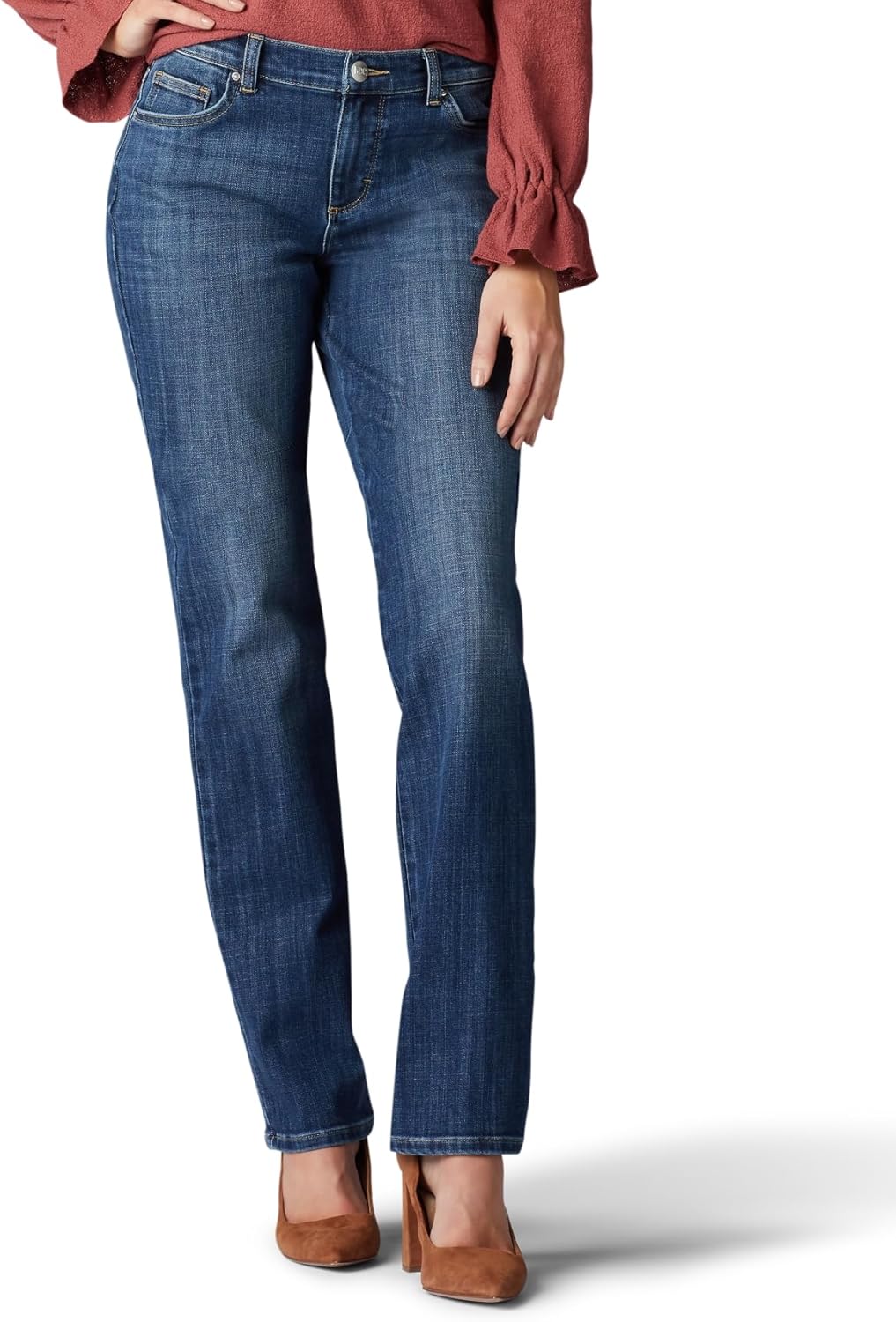 Lee Damen Relaxed Fit Straight Leg Jeans, Jaded, 50 Long