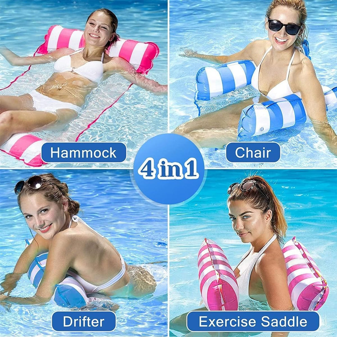 Wasserhängematte,2pcs Aufblasbares Schwimmbett Pool für Erwachsene, Sommerspiele, Strandparty, zusam