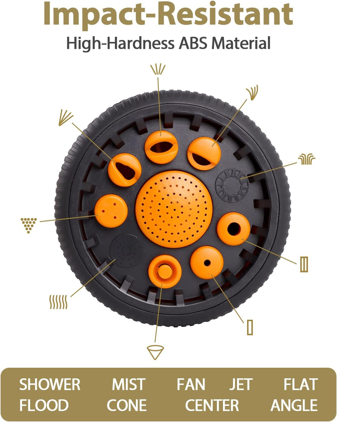 Garten Handbrause Wasserspritze, 100% Robustes Metallgehäuse, mit Einstellbarem Wasserdurchfluss und