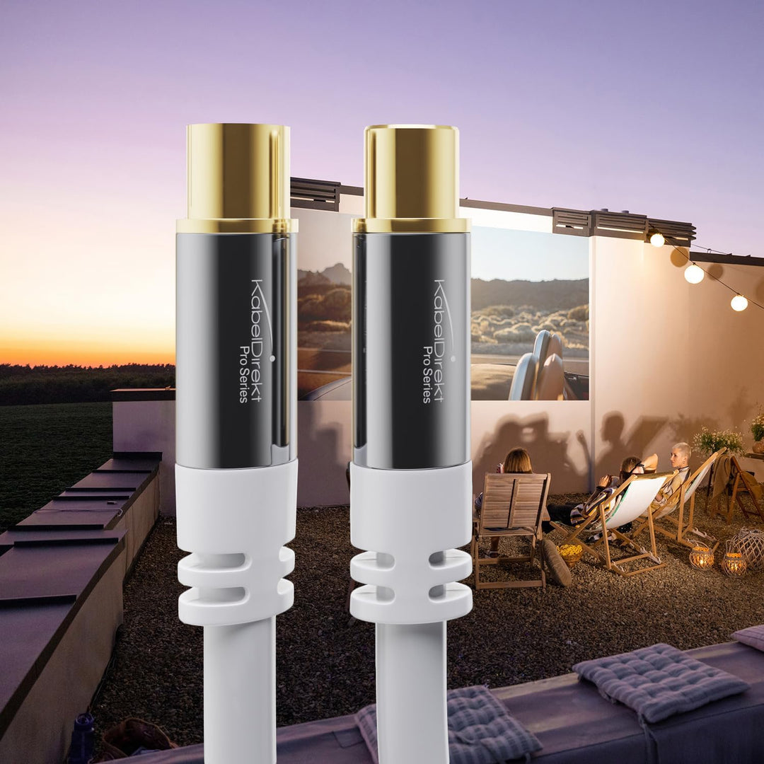 KabelDirekt – 4K Antennenkabel, Koaxialkabel, TV Kabel weiss – 12,5 m – Fernsehkabel mit bruchfestem