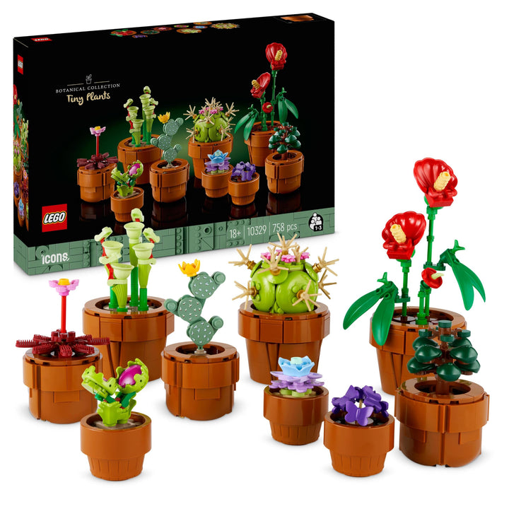 LEGO Icons Mini Pflanzen, 9 künstliche Blumen zum Bauen, Botanical Collection Sammel-Set für Erwachs