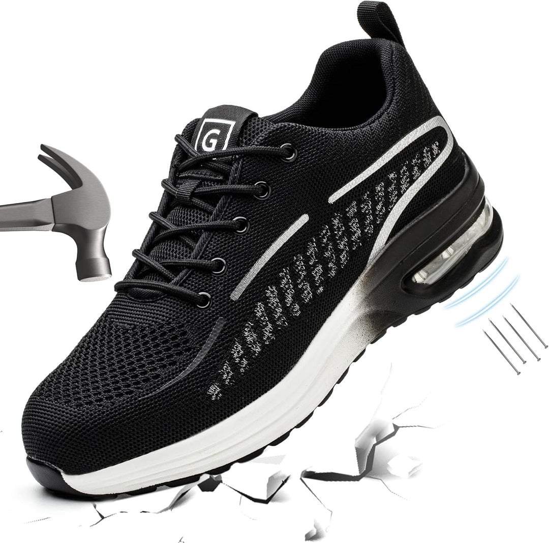 YEKOYIOO Sicherheitsschuhe Herren Damen Arbeitsschuhe mit Stahlkappe Sneaker Schutzschuhe 44 EU Grau