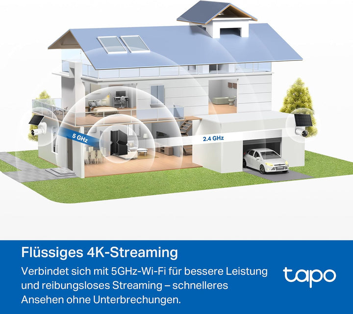 Tapo C460 4K 8MP Überwachungskamera Aussen Akku, Starlight-Farb-Nachtsicht, Dual-Band WLAN, Magnetfu