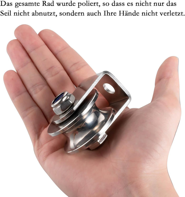 Umlenkrolle mit 2 Kugellager, Edelstahl Fitness flaschenzug，Umlenkrollen für 12mm Seile Stahlseil, T